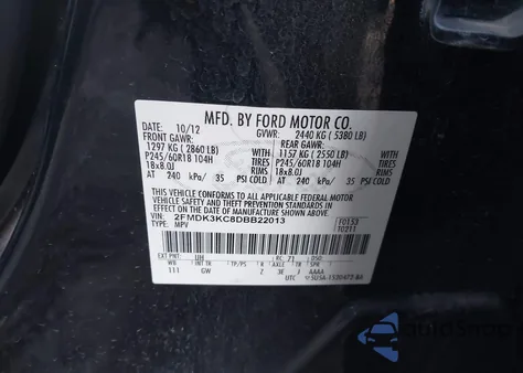 2013 Ford Edge Limited from USA, damaged, VIN 2FMDK3KC8DBB22013